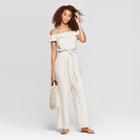 Women's Off The Shoulder Mini Cap Sleeve Wide Leg Jumpsuit - Universal Thread White