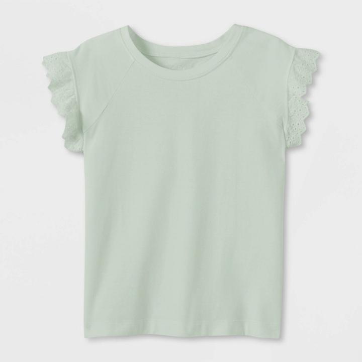 Girls' Short Sleeve Eyelet T-shirt - Cat & Jack Sage