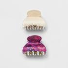 Laminated, Glitter, Abalone Claw Clip 2ct - Wild Fable Pink