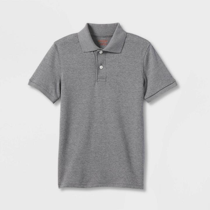 Boys' Short Sleeve Interlock Uniform Polo Shirt - Cat & Jack Gray