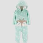 Baby Girls' Deer Snowflake Hooded Romper - Just One You Made By Carter's Green Newborn, Girl's