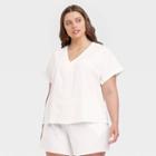 Women's Plus Size Short Sleeve Blouse - Universal Thread White