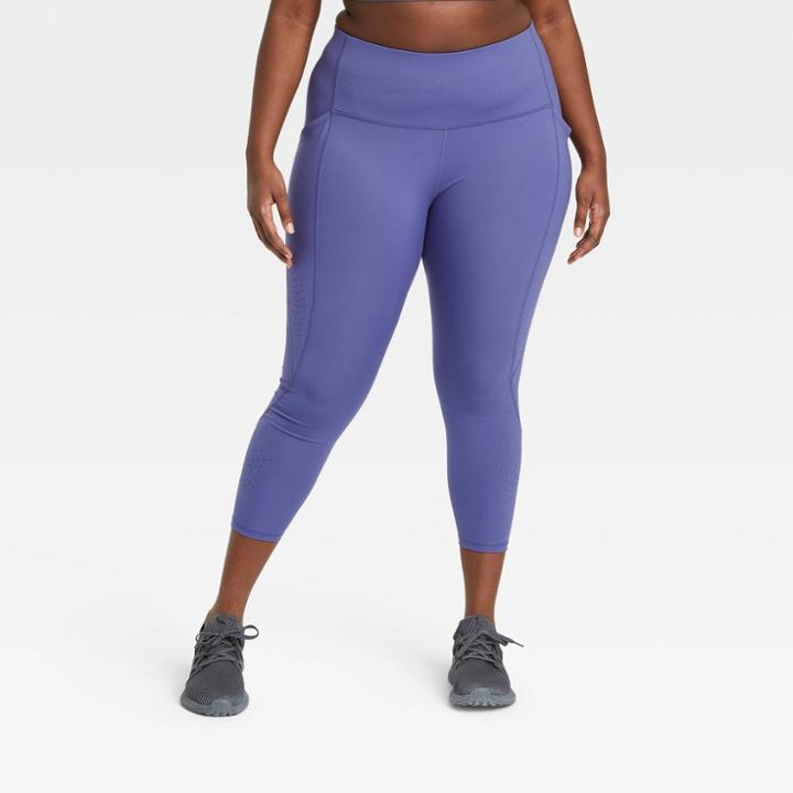Women's Plus Size Sculpted Linear Laser Cut High-waisted 7/8 Leggings 25 - All In Motion Grape