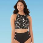 Women's Slimming Control High Neck Bikini Top - Beach Betty By Miracle Brands Black/white M, Women's,