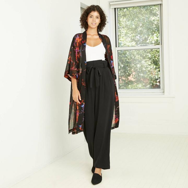 Women's Floral Print Overcoat - A New Day