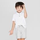 Toddler Boys' Short Sleeve Slub Jersey Polo Shirt - Cat & Jack White
