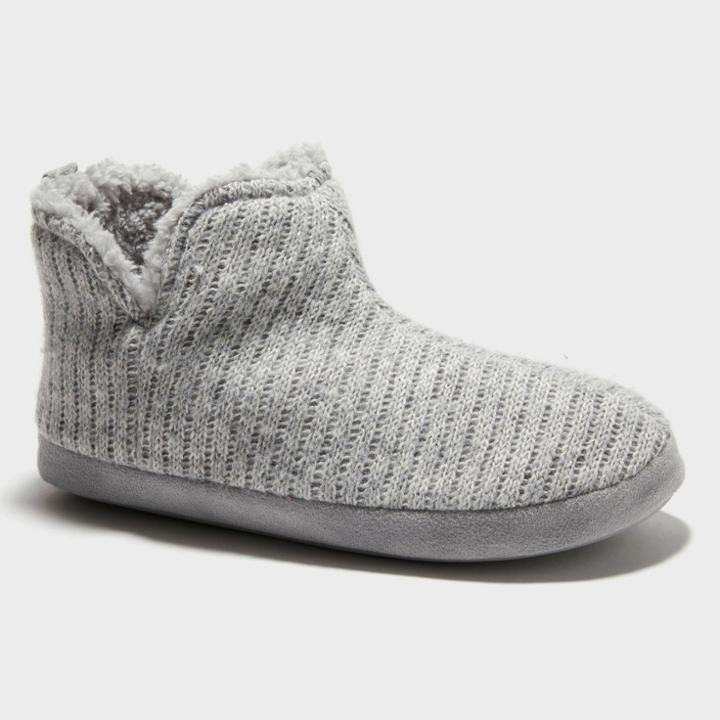 Women's Dluxe By Dearfoams Knit Bootie Slippers - Gray