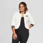 Women's Disney Plus Size Mickey Faux Fur Bomber Jacket - Cream