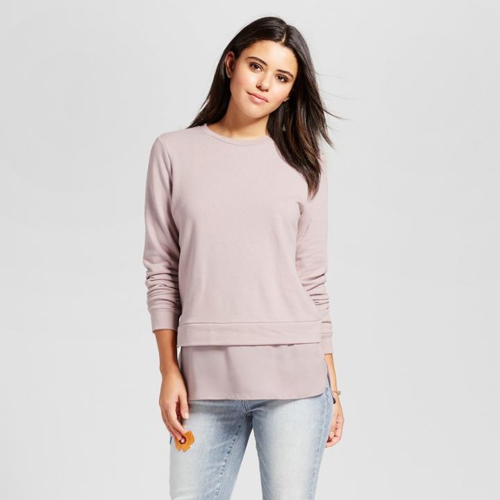 Women's Long Sleeve Layered Sweater Shirt - Mossimo Pink