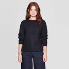 Women's Dolman Long Sleeve Crewneck Pullover Sweater - A New Day Black