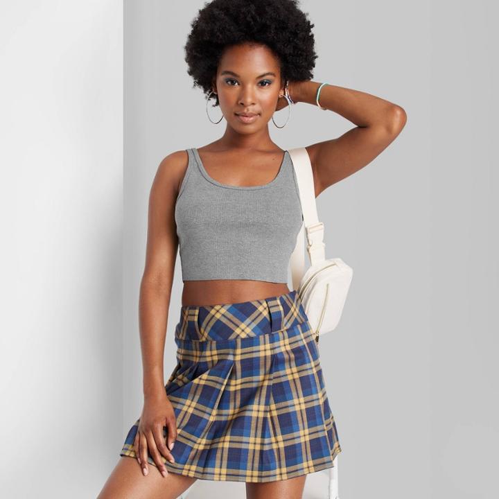 Women's Slim Fit Cropped Tiny Tank Top - Wild Fable Heather Gray