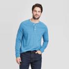 Men's Standard Fit Long Sleeve Henley Jersey T-shirt - Goodfellow & Co Blue