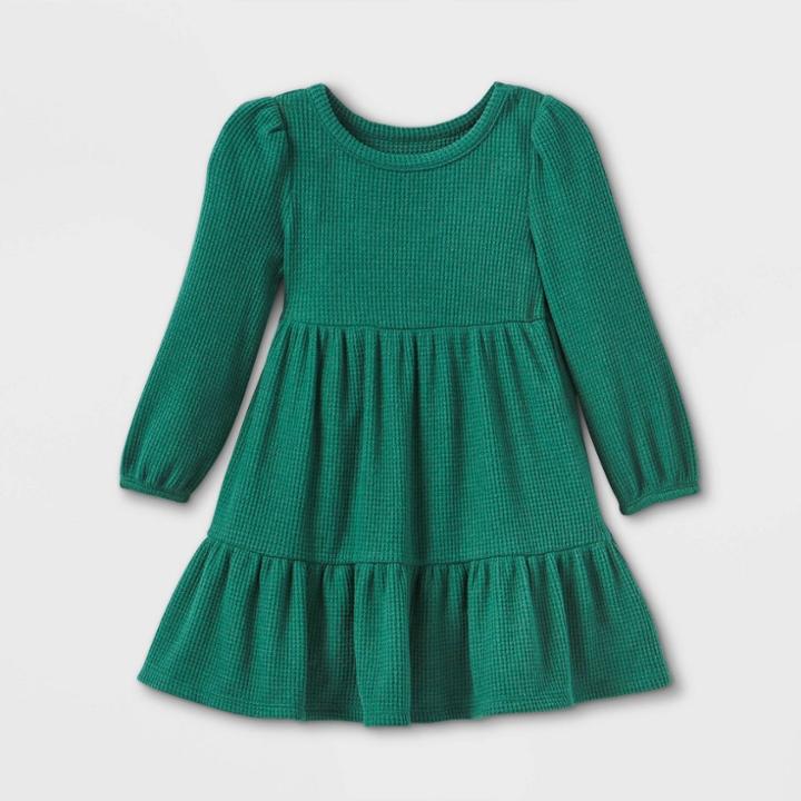 Toddler Girls' Tiered Cozy Long Sleeve Dress - Cat & Jack Teal
