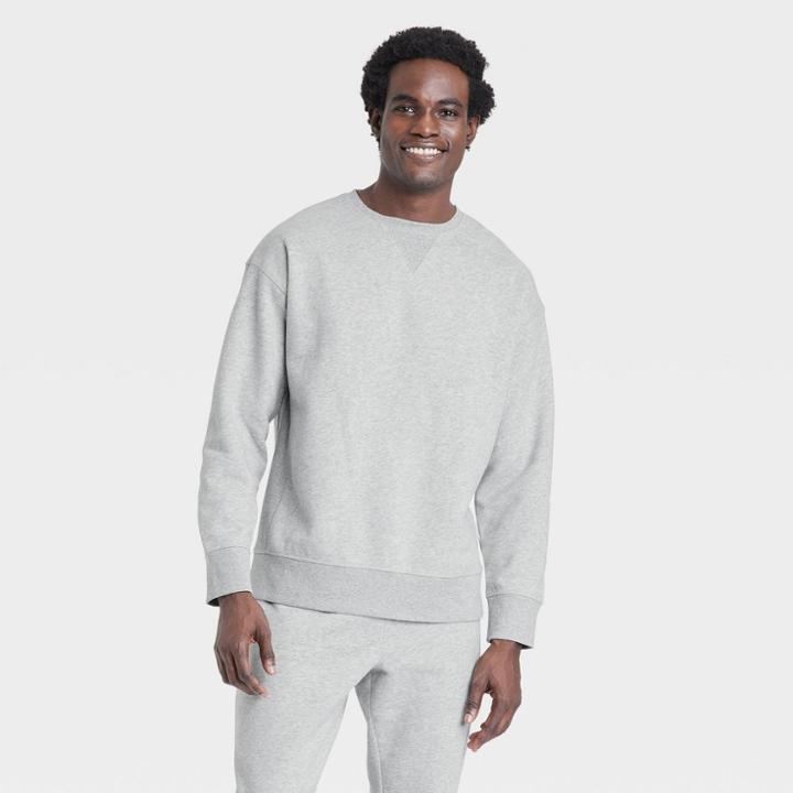 Men's Cotton Fleece Crewneck Sweatshirt - All In Motion Heathered Gray