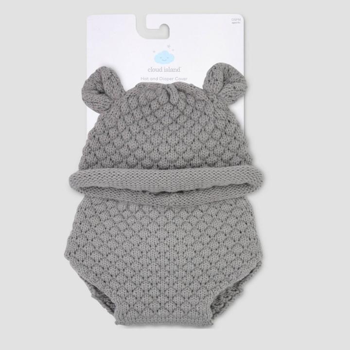 Baby Bear Hat & Diaper Cover Set - Cloud Island Gray 0-6m, Kids Unisex