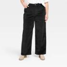 Women's Plus Size High-rise Corduroy Wide Leg Jeans - Universal Thread Black