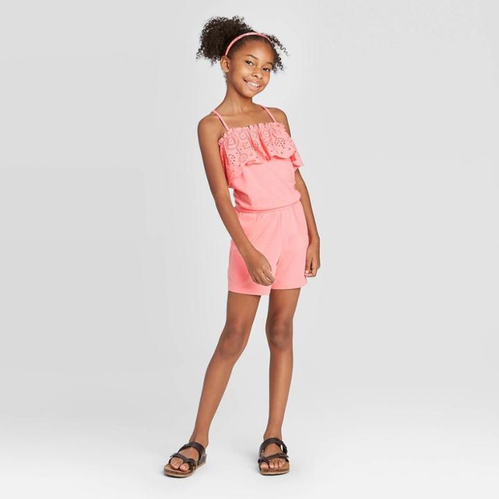 Girls' Eyelet Romper - Cat & Jack Pink