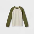 Boys' Baseball Long Sleeve T-shirt - Cat & Jack Cream/fern Green
