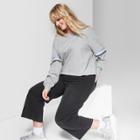 Women's Plus Size Striped Long Sleeve Boyfriend T-shirt - Wild Fable Gray
