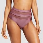 Women's Mesh Inset High Waist Bikini Bottom - Mossimo Rose (pink)