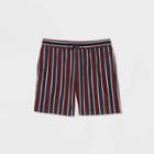 Men's 7 Mid-rise Striped Woven Pull-on Shorts - Original Use - Navy
