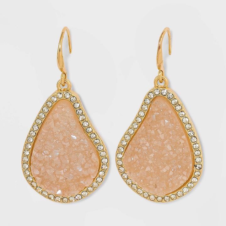 Sugarfix By Baublebar Crystal Trim Druzy Drop Earrings - Beige