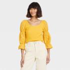 Women's Scoop Neck Puff 3/4 Sleeve T-shirt - Who What Wear Yellow