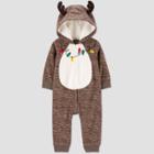 Baby Boys' Reindeer Fleece Hooded Rompers And Jumpsuits - Just One You Made By Carter's Brown Newborn, Boy's