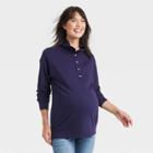 Button-front Maternity Sweatshirt - Isabel Maternity By Ingrid & Isabel Blue