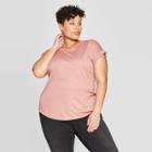 Women's Plus Size Cuffed Short Sleeve Crewneck T-shirt - Ava & Viv Mauve (pink)
