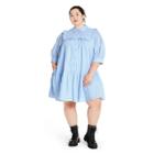 Women's Plus Size Gingham 3/4 Sleeve Shirtdress - Sandy Liang X Target Blue