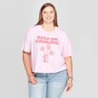 Women's Peanuts Keep On Growing Short Sleeve Plus Size Cropped T-shirt (juniors') - Blush Pink