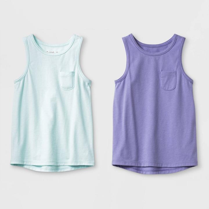 Toddler Girls' 2pk Wintex Solid Tank Top Set - Cat & Jack Aqua/violet 3t, Girl's, Purple