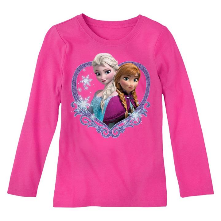 Disney Frozen Girls' Long Sleeve Graphic T-shirt - Fuchsia (pink)