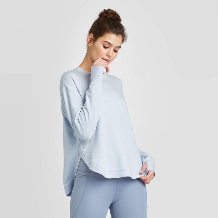 Women's Cozy Curved Hem Sweatshirt - Joylab Light Blue