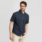 Men's Standard Fit Short Sleeve Denim Shirt - Goodfellow & Co Dark Wash S, Men's, Size: Small, Dark Blue