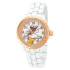 Women's Disney Belle Bezel Enamel Sparkle Watch - White