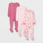 Baby Girls' 3pk Tie-dye Basic Tight Fit Sleep N' Play - Cloud Island Pink