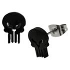 Marvel Punisher Stainless Steel Stud Earrings - Black, Adult Unisex