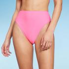 Women's High Waist High Leg Cheeky Bikini Bottom - Wild Fable Pink Xxs