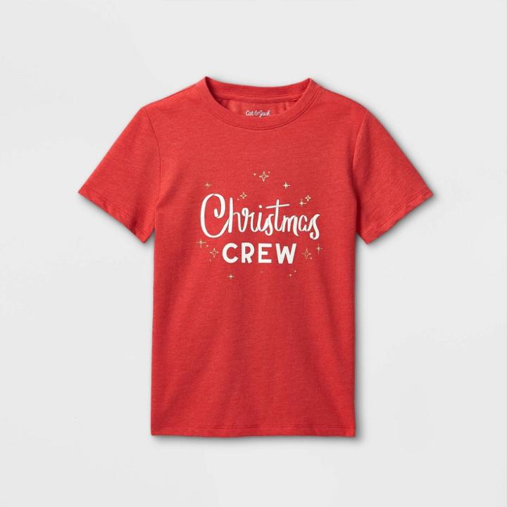Boys' 'christmas Crew' Graphic Short Sleeve T-shirt - Cat & Jack Bright Red