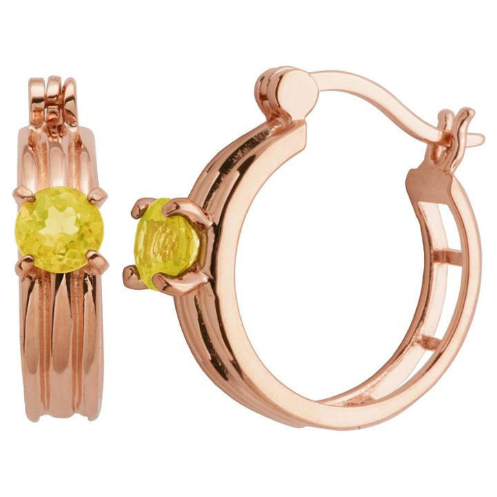 Target 14k Rose Gold Plated Sterling Silver Genuine Citrine Hoop Earrings, Girl's