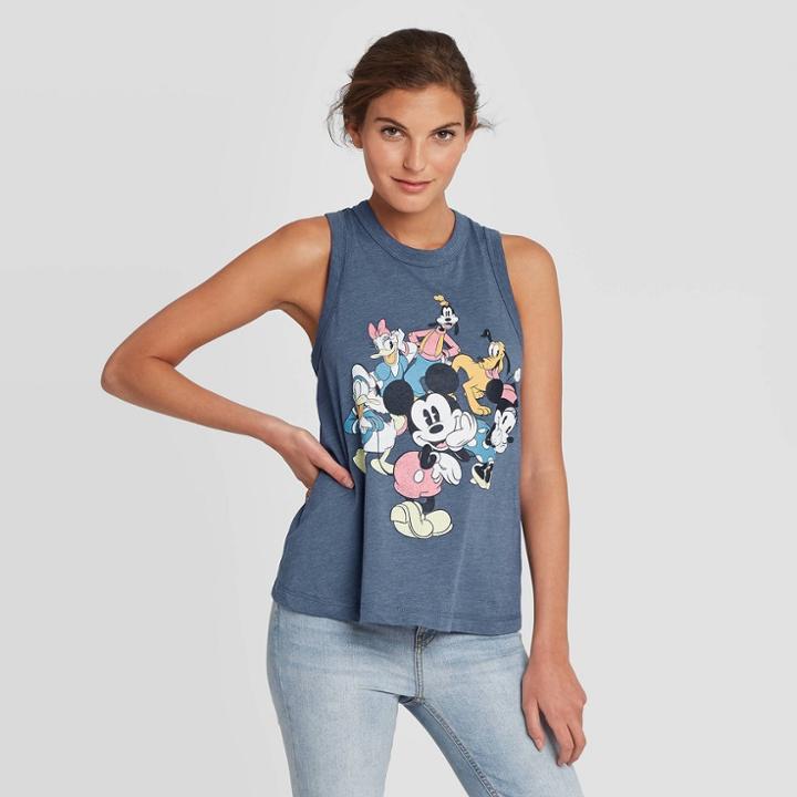 Women's Disney Mickey & Friends Graphic Tank Top (juniors') - Light Blue Heather