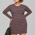 Women's Plus Size Striped Long Sleeve Ribbed Knit Dress - Wild Fable 1x,