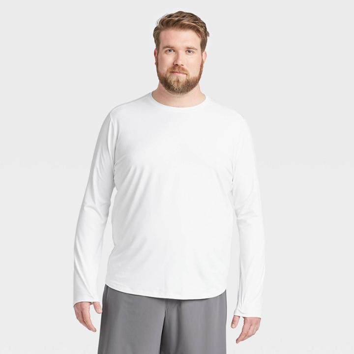 Men's Long Sleeve Soft Gym T-shirt - All In Motion True White