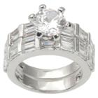 4 1/5 Ct. T.w. Journee Collection Baguette Cut Cz Inlaid Elegant Ring In Brass -