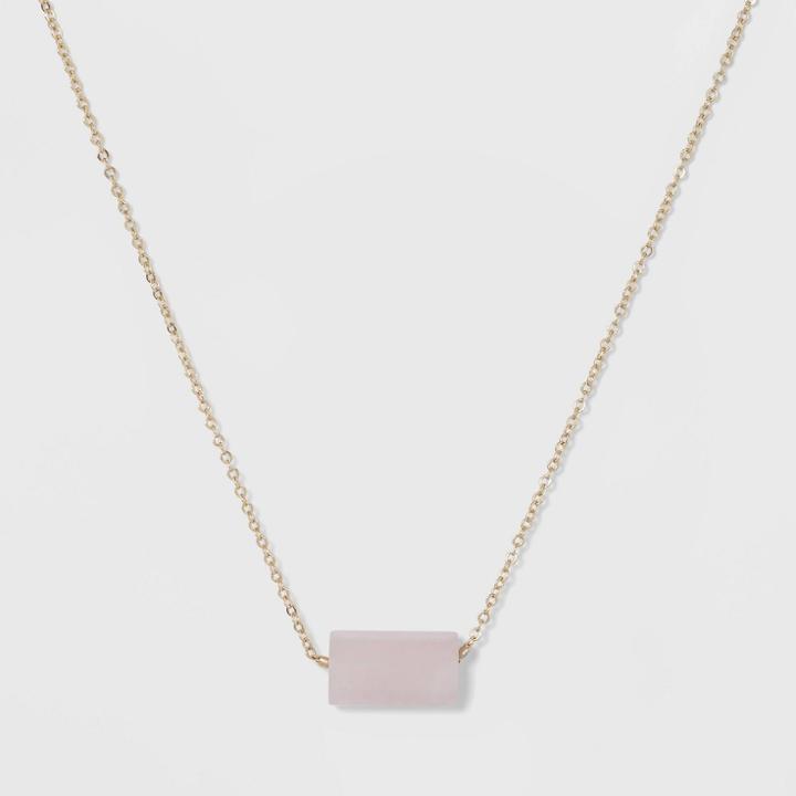 Silver Plated Quartz Barrel Stone Necklace - A New Day Rose Gold, Girl's