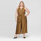 Women's Plus Size Sleeveless Halter Neck Jumpsuit - Prologue Brown