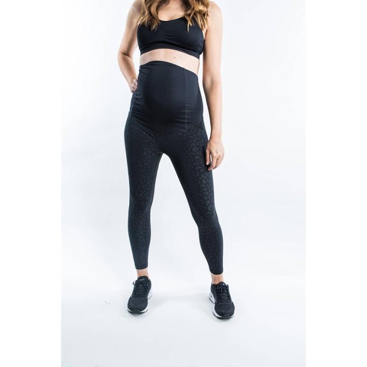 Maternity Leopard Print Crossover Panel Active Leggings - Isabel Maternity By Ingrid & Isabel Black