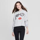 Women's Sunglasses Face Cropped Graphic Sweatshirt - Mighty Fine (juniors') Heather Gray